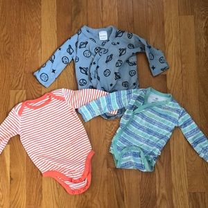 Lot Three Organic Long Sleeve Onesies (3-6 months)
